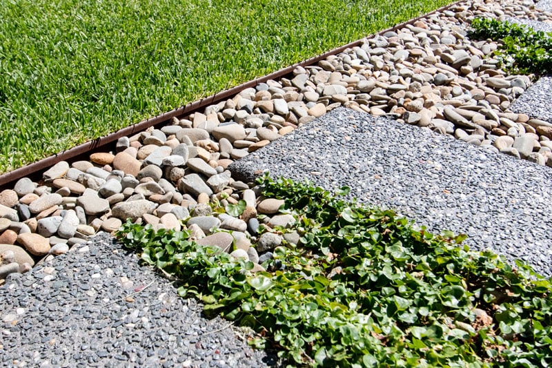 Residential-landscaping-wollongong Close up of steel edging and textural garden landscaping